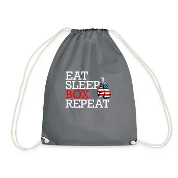Eat Sleep Box Repeat mit Boxhandschuhen - Turnbeutel - Grau - Vorne