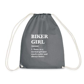 Biker Girl Duden I Cooler and always Faster - Drawstring Bag - grey - Front