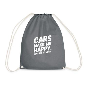 Cars make happy I cars make me happy - Drawstring Bag - grey - Front