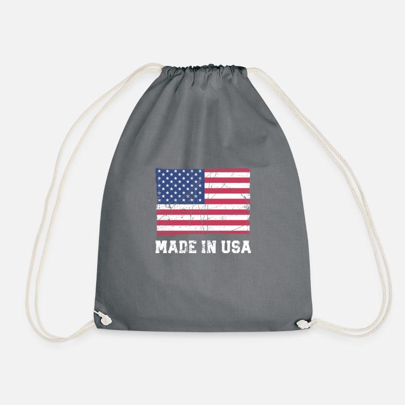 USA Flag / Made in USA - Drawstring Bag - grey