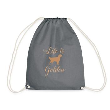 Life is Golden - Golden Retrievers T-Shirt - Drawstring Bag - grey - Front