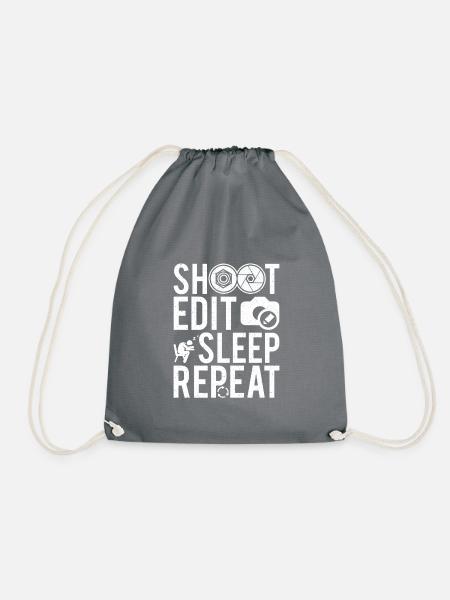 Shoot Edit Sleep Repeat Photography Camera Gift - Turnbeutel - Grau