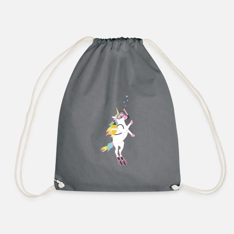 Unicorn Diver Scuba Diving Ocean Reef Gift - Drawstring Bag - grey