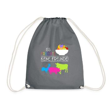 Eat fruits No friends Vegetarian love of animals - Drawstring Bag - grey - Front