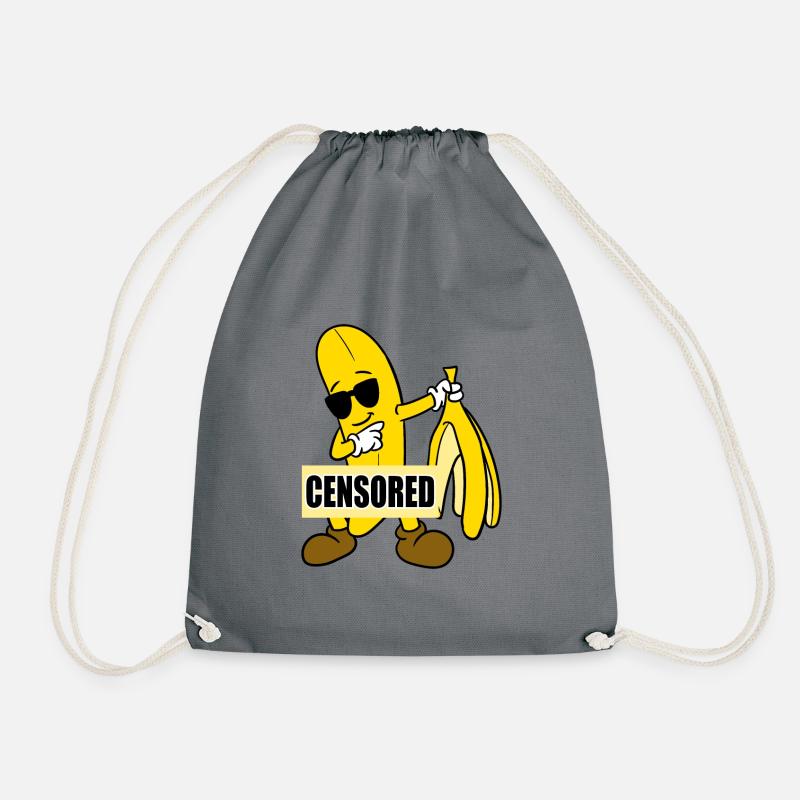 Censored Banana - Drawstring Bag - grey