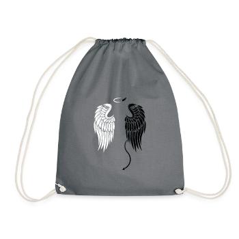 Angel Wings Angel Devil T-Shirt Gift Wife - Drawstring Bag - grey - Front