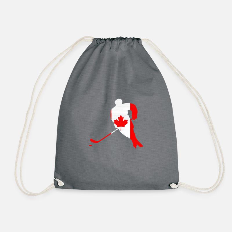 Kanada Flagge Hockey Silhouette - Turnbeutel - Grau