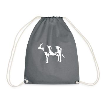 Arty Cow Milk Farmer Ranch Barn Yard Gift - Drawstring Bag - grey - Front