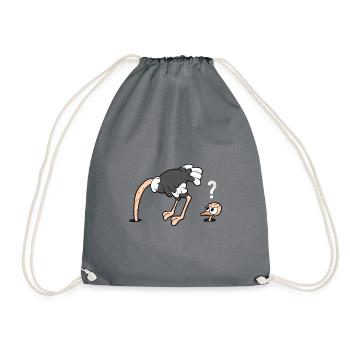 Ostrich Head Under The Sand - Drawstring Bag - grey - Front