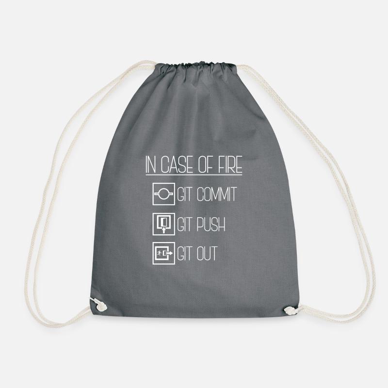 In Case Of Fire Git Commit Coding Programmer Linux - Turnbeutel - Grau