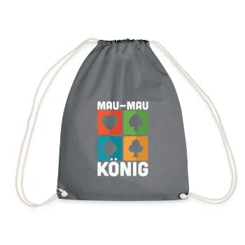 Mau Mau King Playing Cards Card Game Gift - Drawstring Bag - grey - Front