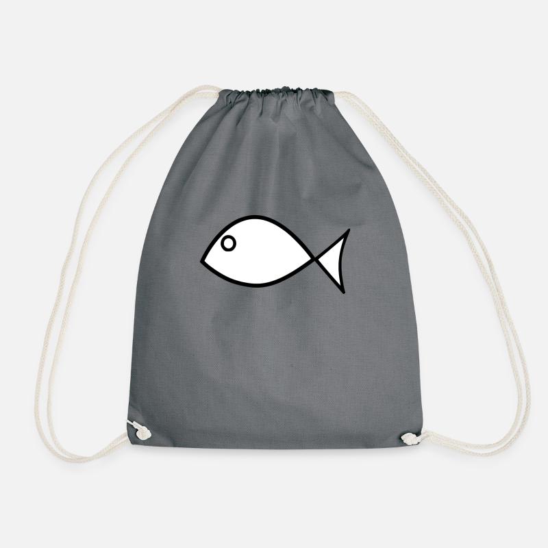 fish - Drawstring Bag - grey