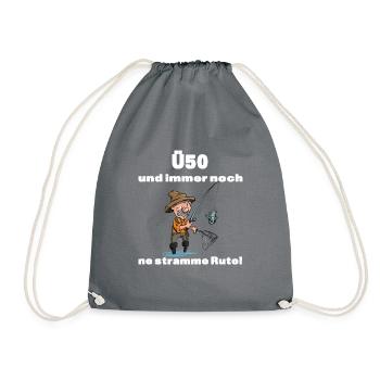 ü50 50 50. Geburtstag Angeln Fischen Mann Geschenk - Turnbeutel - Grau - Vorne