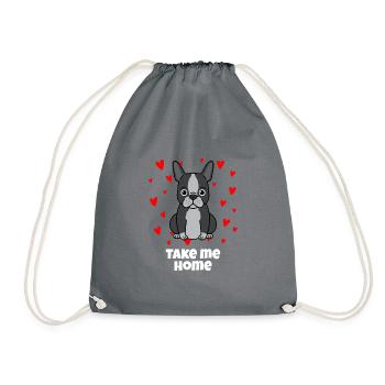 Bulldogge Take Me Home Herz Tierliebhaber Geschenk - Turnbeutel - Grau - Vorne