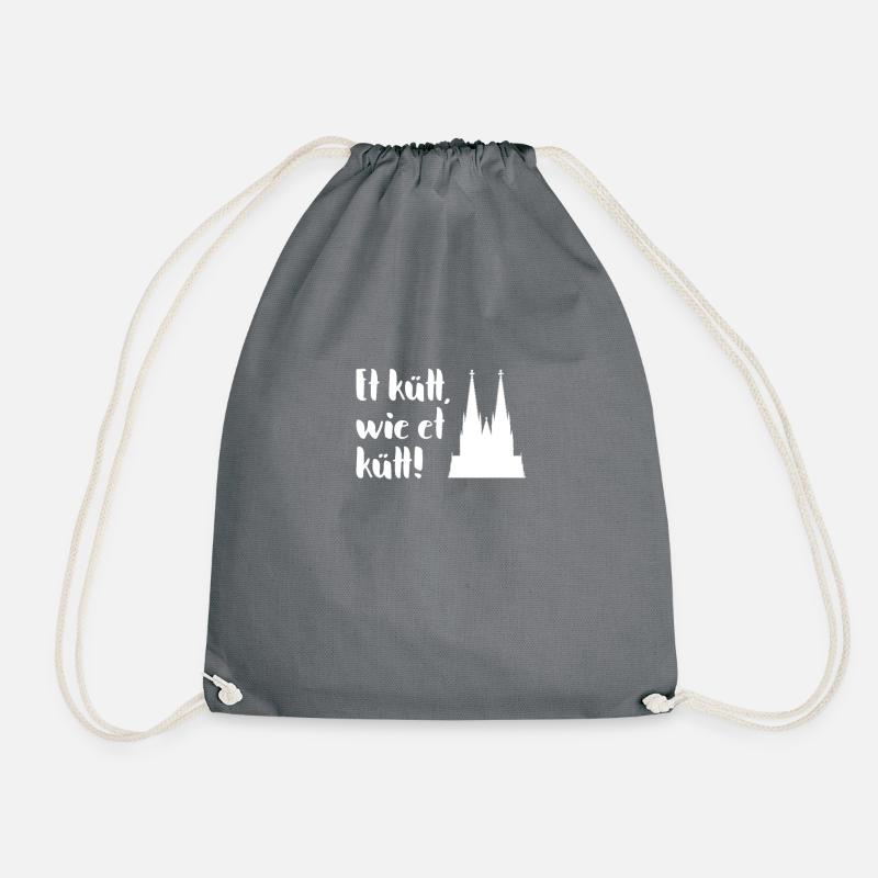 Ça vient comme ça vient. Cathédrale de Cologne avec dicton - Sac de sport léger - gris