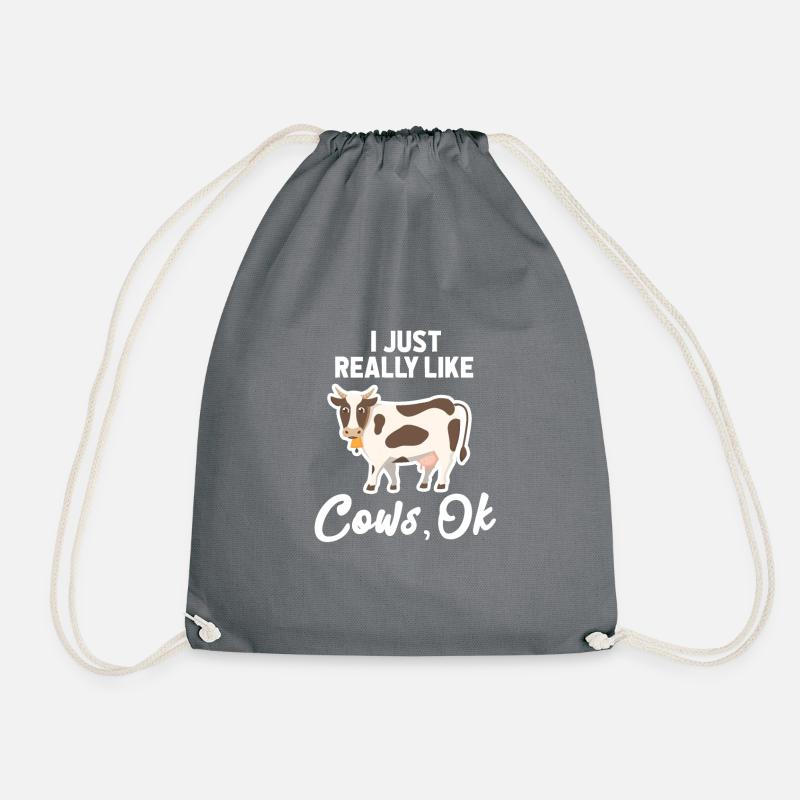 Cow Cows Farmer Farmer Farmer Gift - Drawstring Bag - grey
