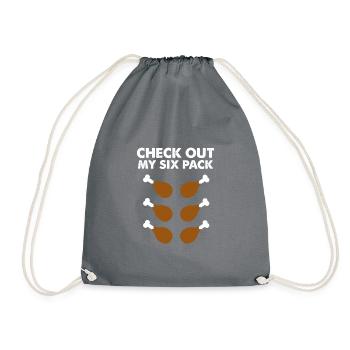 check out my Six Pack Thanksgiving TShirt - Drawstring Bag - grey - Front