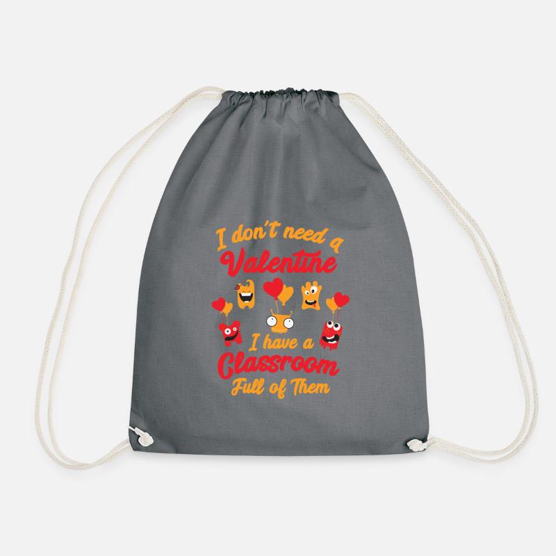 Teacher Valentine's Day Classroom Teaching - Drawstring Bag - grey