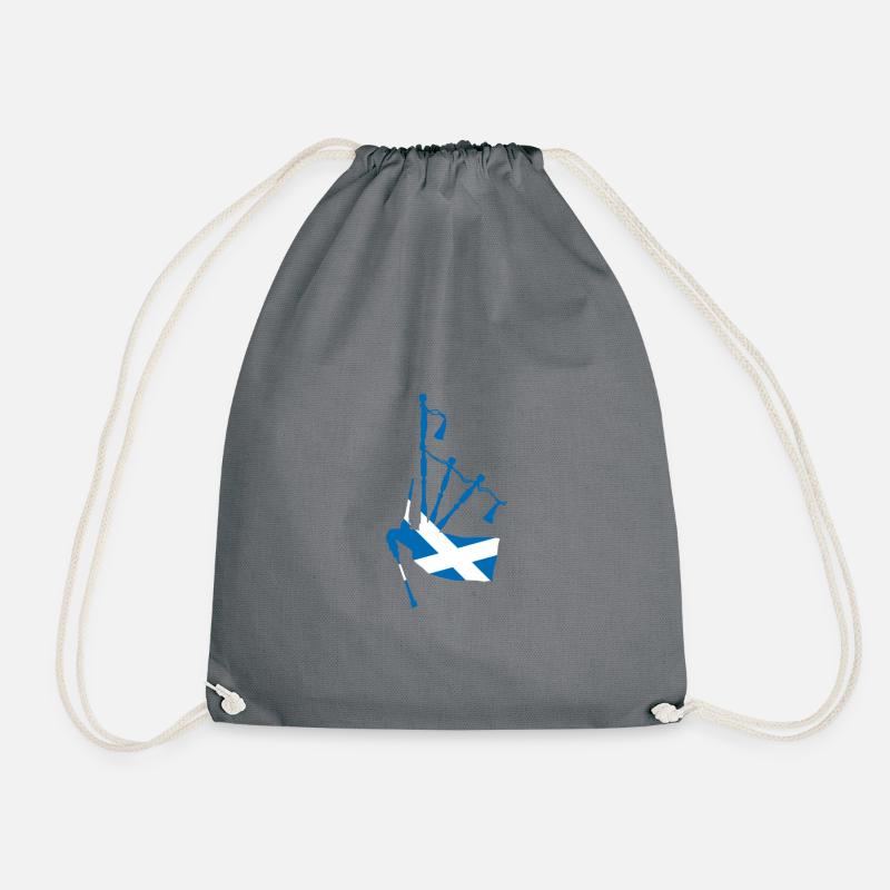 Scottish bagpipes and flag - Drawstring Bag - grey