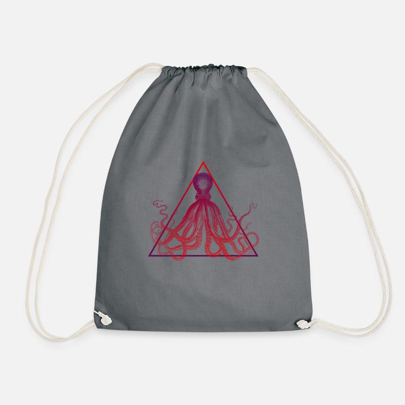 Krake Octopus Triangle Neon - Turnbeutel - Grau