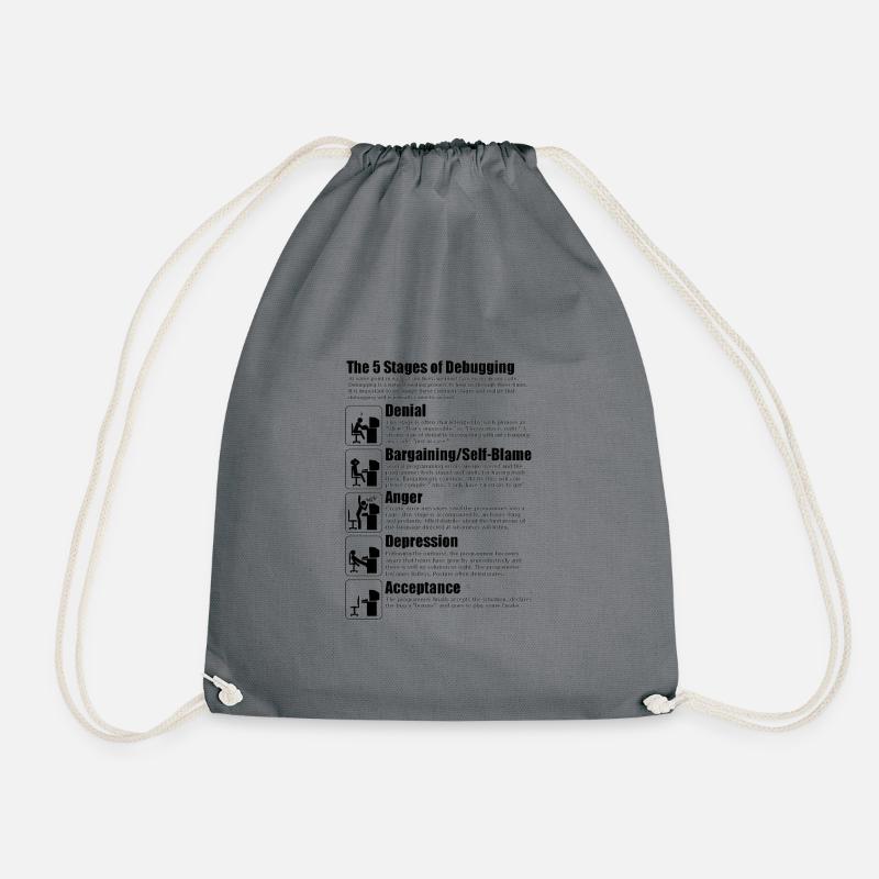 5 stages of debugging - Drawstring Bag - grey