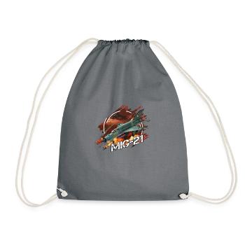 MIG 21 Luftwaffe Pilot Geschenk - Turnbeutel - Grau - Vorne