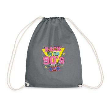 90s 90s Hip Hop Cassette Boombox Gift - Drawstring Bag - grey - Front