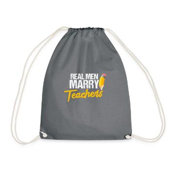 Man Men Teacher Marriage Marry Gift - Drawstring Bag - grey - Front