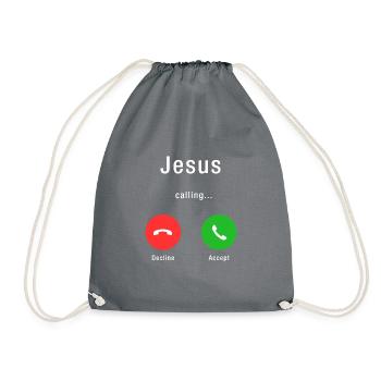CHRISTMAS JESUS CALLING - Drawstring Bag - grey - Front