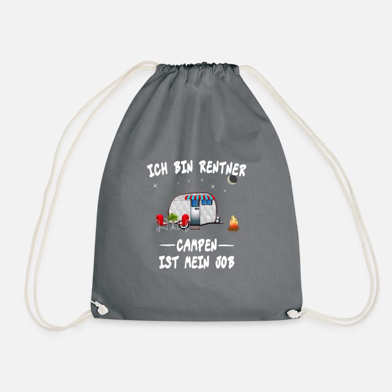 Campen Camping Camper Rentner Design Geschenk Idee - Turnbeutel - Grau