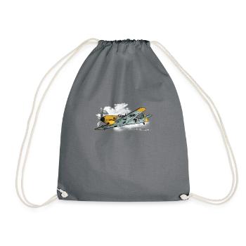 Messerschmitt bf 109 Luftwaffe pilot gift - Drawstring Bag - grey - Front