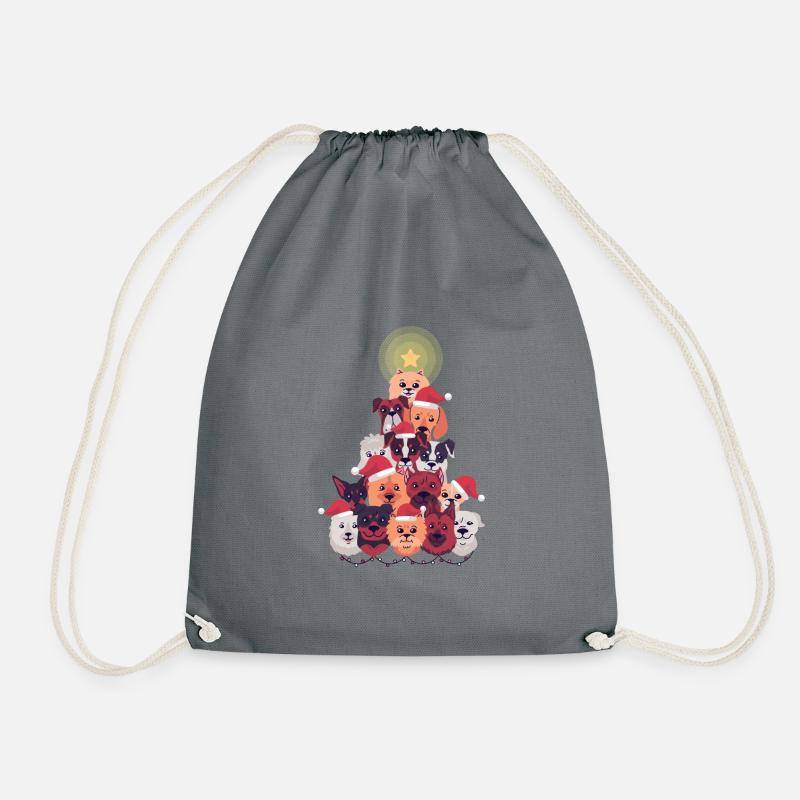 Dog Christmas Tree - Drawstring Bag - grey