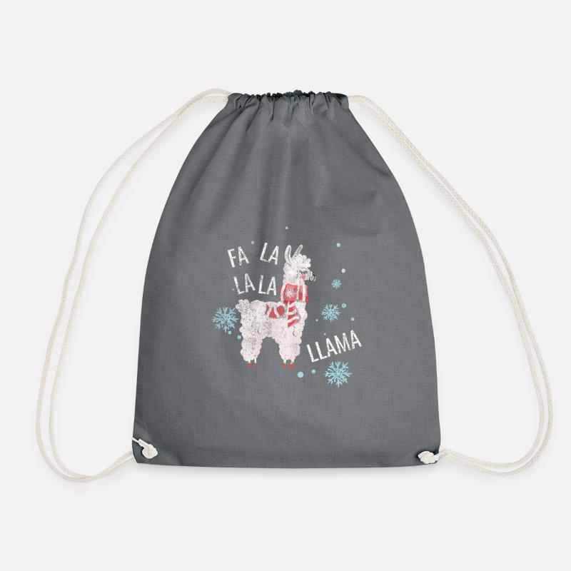 Alpaca Lama Christmas Funny Cool Gift - Drawstring Bag - grey