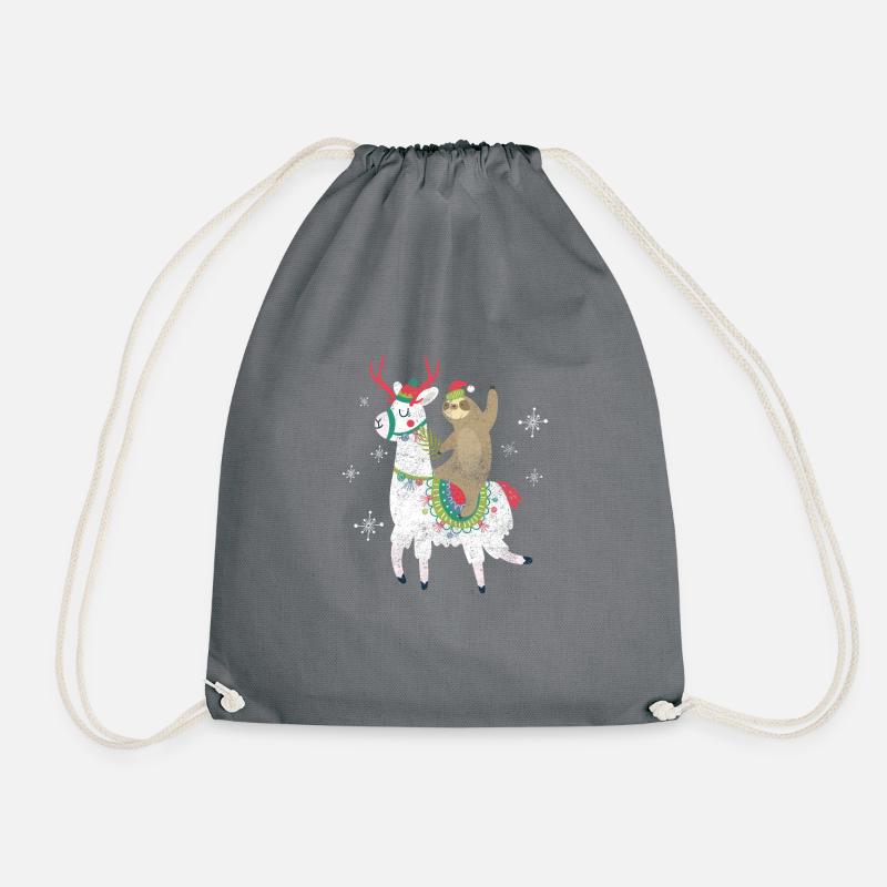 Alpaca Lama Christmas Funny Cool Gift - Drawstring Bag - grey