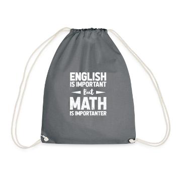 Math English Mathematics Mathematician Gift - Drawstring Bag - grey - Front