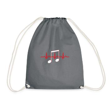 music = life musik ist leben musik = leben puls - Turnbeutel - Grau - Vorne
