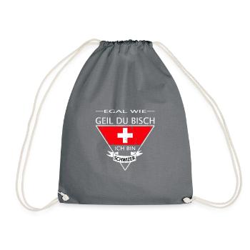Schweiz Schweizer Geil Flagge Geschenk - Turnbeutel - Grau - Vorne
