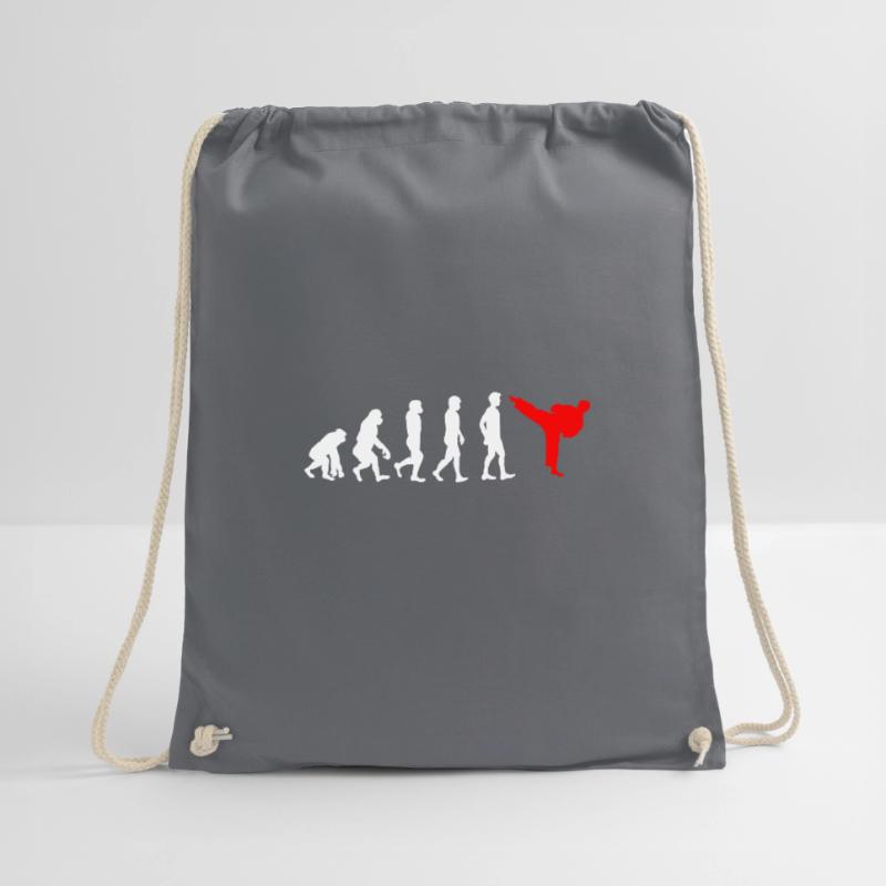 Karate Entwicklung - Evolution eines Karatekämpfer Turnbeutel