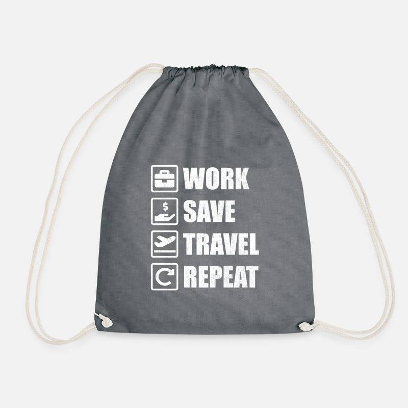 WORK SAVE TRAVEL REPEAT - Turnbeutel - Grau