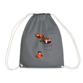 red panda - Drawstring Bag - grey - Front