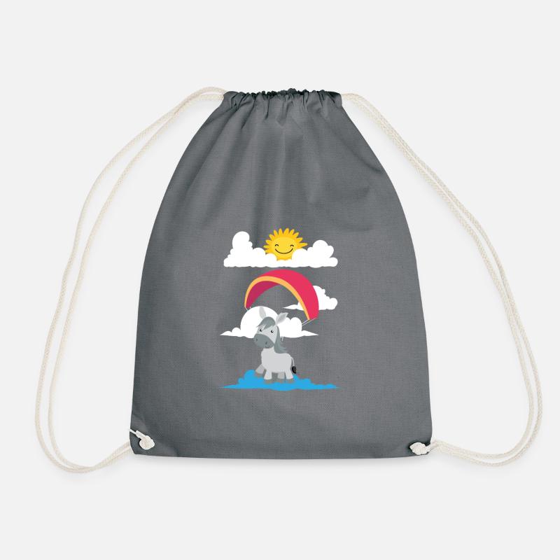 A donkey flies paraglider - Drawstring Bag - grey