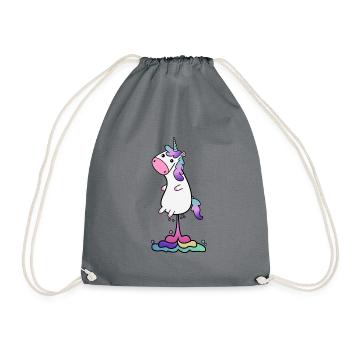funny furtzende unicorns - Drawstring Bag - grey - Front