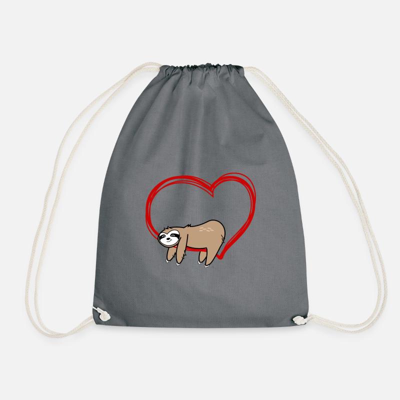 Faultier Herz Geschenk - Turnbeutel - Grau