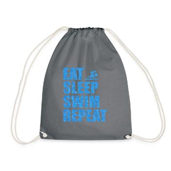 Eat Sleep Swim Repeat Swimming Swimming Swimming Swimming - Drawstring Bag - grey - Front