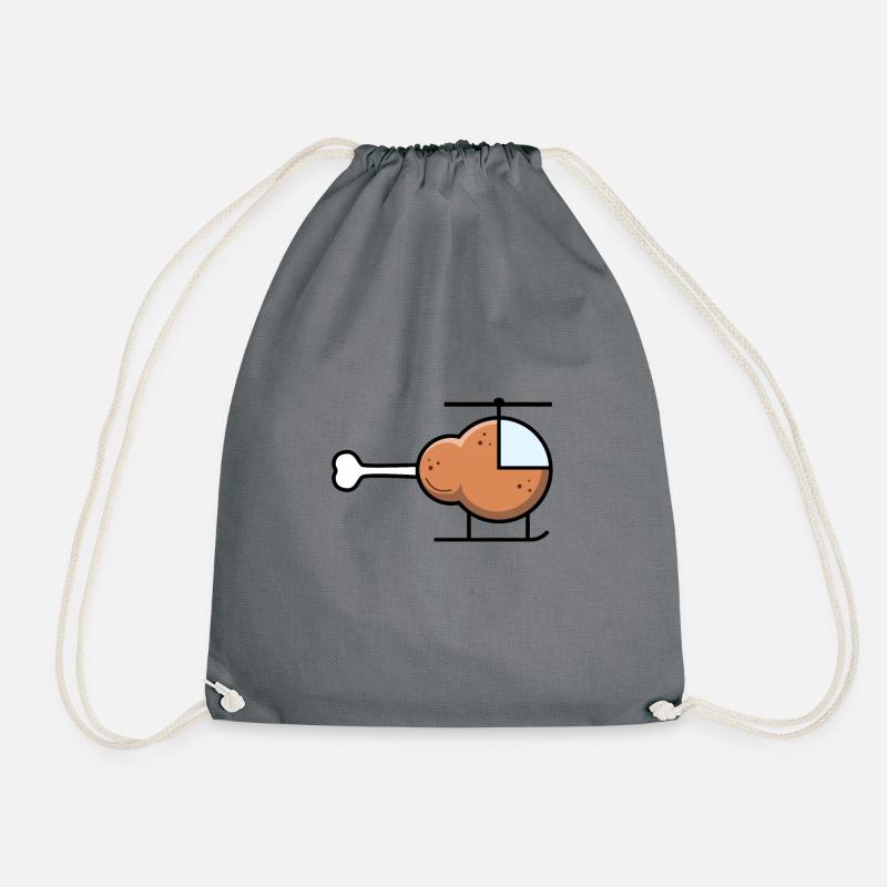 Helikopter Hähnchen Keule Essen Geschenkidee - Turnbeutel - Grau