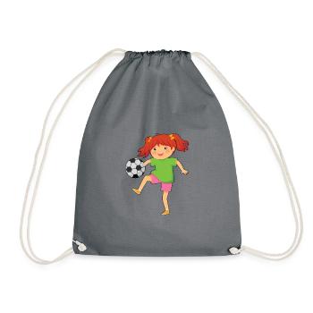 Football girl kicks the ball Football fun Sport - Drawstring Bag - grey - Front
