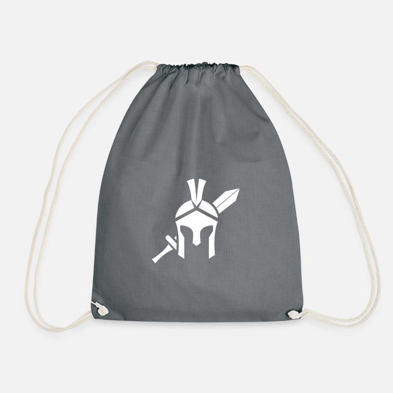 Helmet and sword - Drawstring Bag - grey