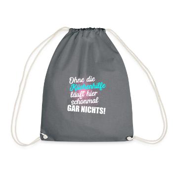 Küchenhilfe Beikoch Gastro Küche Geschenk Idee - Turnbeutel - Grau - Vorne