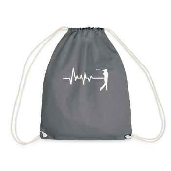Golfer Shirt · Golfer's Heartbeat · Gift - Drawstring Bag - grey - Front