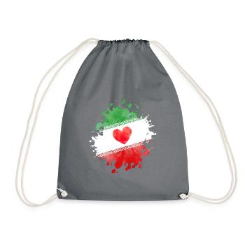 iran flag heart - Turnbeutel - Grau - Vorne